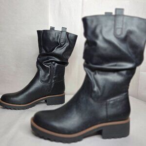 Sun + Stone Women's Nelliee Lug Sole Slouch Black Boots